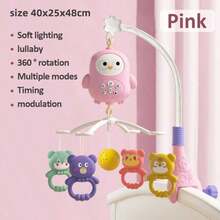 Baby Crib Mobile Toy Rattle With Rotatable And Adjustable Hanging Parts, Soft Light And Music Box, Cute Bird Design, Animal Teether Ring, Adjustable Volume, Ideal Toy For Babies, Perfect Gift And Bedding Decoration For Newborns - Multicolor - View 11