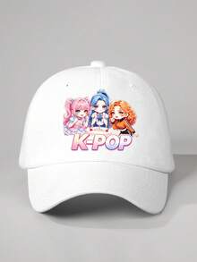 1件裝 K-POP 印花捲髮女孩棒球帽，戶外復古水洗可調節防曬休閒帽，適合春夏秋季旅行、海灘度假 - 棒球帽 - 查看 16