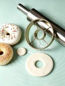 2pcs/1pc Stainless Steel Donut Cutter Mold, Heavy Duty Reusable Dough Cutting Tool, Multifunctional Home Baking Accessory For Homemade Donuts, Bagels & Pastries, Easy Clean Kitchen Bakeware - View 3