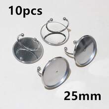 10pcs Stainless Steel Gold Color Adjustable Ring Settings Fit 6-25mm Glass Cabochon Blank Base Tray DIY Jewelry Making Accessories - Ring Blank Base - View 31