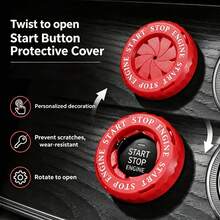 Auto Ein-Touch Start Zündknopf Abdeckung, Drehbare Ein-Touch Startknopf Abdeckung, Auto Motor Ein-Touch Start/Stopp Zubehör, Auto Zündschalter Abdeckung, Coole Motorrad Auto Dekoration Geschenk, Geburtstagsgeschenk - Abdeckung des Startknopfes - Übersicht 7