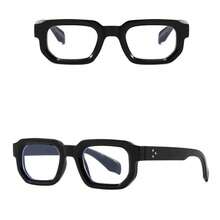 1 Damen- & Herren-Brillen mit quadratischem Rahmen, einfarbigen Gläsern und Nieten-Detail, minimalistisches Design, geeignet für Computer, Gaming, TV, Smartphone, klare Gläser, Unisex - Schwarz - Übersicht 10
