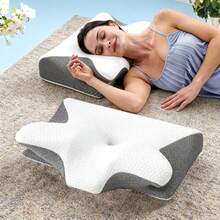 Memory Foam Neck Pillow, Ergonomic Dual-Layer Cervical Pillow, Relieves Neck Pain, Suitable For Side, Back And Stomach Sleeping - Multicolor - View 12