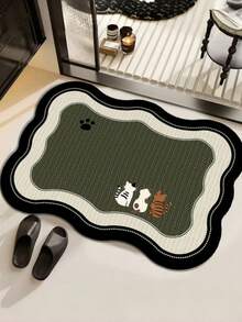 1pc Printed Bathroom Mat, Quick-Dry, Absorbent, Non-Slip Diatomaceous Earth Bathroom Rug, Door Mat, Bathroom Decor, Suitable For Entrance, Kitchen, Balcony, Bathroom, Oval Shaped Mat, Easy To Clean, Universal Holiday Decoration - Multicolor - View 13