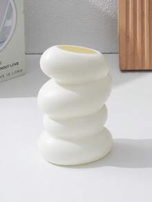 1pc Ins Cream 4-Layer Spiral Pebble Matte White Reed Diffuser Bottle, Abstract Stacked Stone Sculpture, Dual Use For Reed Sticks & Dried Florals, Soft Aroma Decor For Bedroom Nightstand Bathroom Sink Living Room Sideboard Airbnb - Four-egg Aromatherapy Bottle - View 11