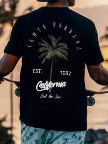 Y2K Oversized Cotton Tshirt For Men And Women Summer Short Sleeve Round Neck Coconut Print Tee Fashion Streetwear Unisex Casual Top - Black - View 1