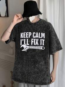Camiseta de Cuello Redondo para Hombre G11 con Estampado de Coches y Diseño en la Espalda| Camiseta retro de hombre, estilo urbano, de corte holgado y con efecto lavado ácido. - Negro - Ver 3