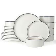 Richmount Dinner Set For 4/6, 12/18 Pieces Modern Porcelain Plates And Bowls Set, Dinnerware Sets Chip Resistant, Microwave & Dishwasher, Ceramic Dish Set Service For 4/6 - White and Blue - View 9