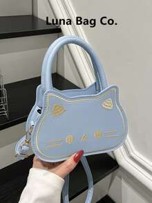 Cute Cat Shoulder Bag, Small Exquisite Fashion Versatile Bag, High-End Crossbody Bag For Girls - Blue - View 2