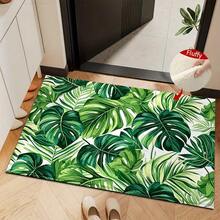 1pc Green Leaf Pattern Design Microfiber Bath Rug,Non-Slip And Soft Bathroom Mat,Doormat, Water Absorption Mat,Machine Washable,Low Pile,TPR Backing,Knit Fabric,ForBedroom,Kitchen,Entryway,Indoor Use,Accessories & Home Decor, Perfect New Home Gift. - Multicolor - View 5