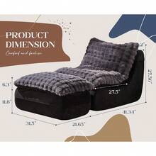 Hobestluk Sofá Sillón de Espuma Sofá para Espacios Pequeños Sofás Cómodos con Reposapiés Sillón Reclinable Sofás Pequeños para Sala de Estar, Recámara, Departamento (Gris Oscuro) - Blanco - Ver 11
