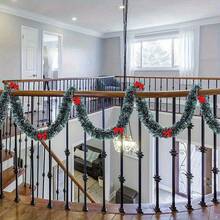 2pcs Unlit Artificial Wreath Set With Red Bow And Dark Green Snowflake Decor, High-Quality Soft Green Holiday Decoration, Suitable For Indoor Or Outdoor, Perfect For Fireplace, Stairs And Christmas Overall Decor - View 8