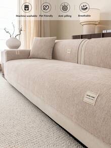 1PC Linen-Like Pet-Resistant Non-Slip Sofa Cushion, Label-Decorated Simple Style Mat, Four-Season Universal Machine-Washable Sofa Protector Cover. - Multiple Styles 1 - View 9