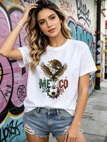 Jersey de Fútbol para Mujer México 2026 con Águila - Estilo Deportivo Oversize Verde-Skin-Friendly Soft Fabric - Negro - Ver 1