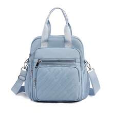 Women's Fashion Backpack With Embroidered Letter Decor, Hand-Carry, One Shoulder And Crossbody Options, Suitable For Travel, Shopping, Parties And School - Blue - View 3