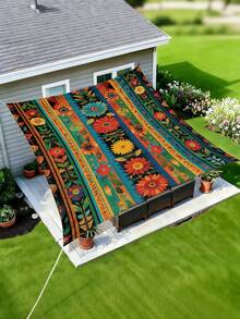 1pc Plant Leaf Floral Print Design Sunshade Awning, Outdoor Shade Cloth And Canopy, 2D Flat Printed Tent, Washable, Suitable For Garden, Camping, Beach, Yard, Poolside And More, Poles Not Included - Multicolor - View 17