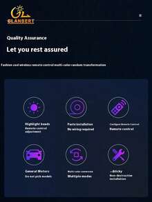 8pcs/Set New Car LED Colorful Atmosphere Lights With Wireless Remote Control, LED Decorative Lights, Base Lights, No Installation Required - Multicolor - View 5