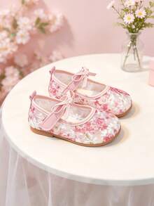 1雙秋冬/夏季新款女嬰網布刺繡花朵平底鞋，透氣網布柔軟舒適幼兒走路鞋，蝴蝶結甜美可愛百搭校園鞋，適合嬰兒走路/婚禮花童/日常玩耍/上學/家庭聚會穿著 - 西瓜粉 - 查看 5