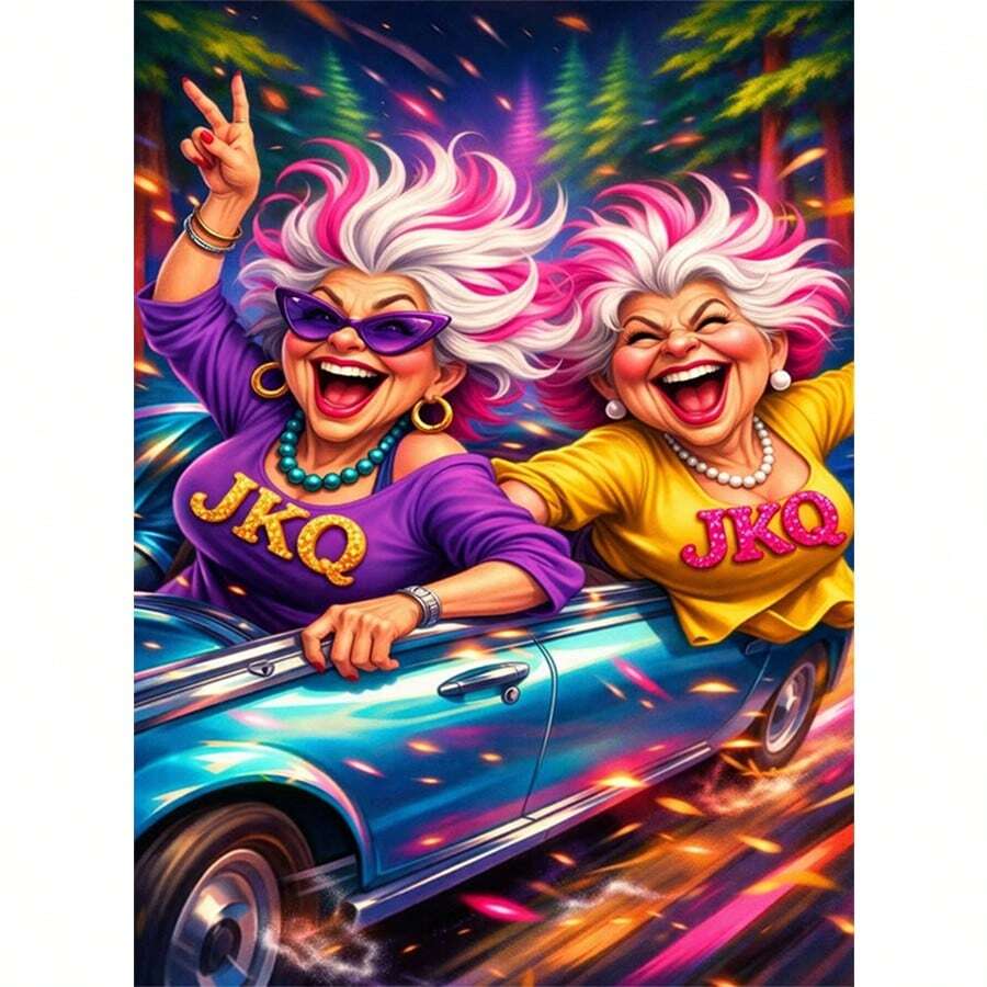 1pc DIY Happy Grandma Pattern 5D Diamond Painting Kit, Suitable For Adult Beginners DIY Mosaic Diamond Art, Full Drill Handmade Hobbyist Self-Design DIY Diamond Painting, Applicable For Living Room, Bedroom, Office Wall Decoration Hanging Painting, Surprise Holiday Home Decor Gift For Family And Friends, Unframed [30*40cm/11.8*15.7in][40*50cm/15.7/19.7in] - No Frame - View 1