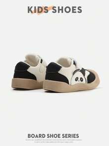1 Pair Infant Toddler Cartoon Low-Top Hook & Loop Flat Sole Cute Style Sneakers For Daily Wear And Outfits [Select By Actual Cm Inner Length] - Black - View 5