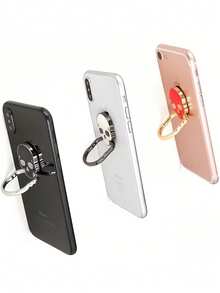 1 pieza Soporte de anillo para teléfono con diseño creativo de calavera de Halloween, rotación de 360 grados, aleación de zinc, soporte de anillo multifuncional, conveniente de usar y transportar. - Multicolor - Ver 10