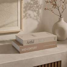 Juego de 2 libros de decoración del hogar, cajas de almacenamiento ocultas de estilo abierto - libros falsos con tapa abatible - cajas de almacenamiento de papel, adecuadas para mesa de café, estantería o repisa, para almacenar fotos, recuerdos y controles remotos - Marrón beige - Ver 6