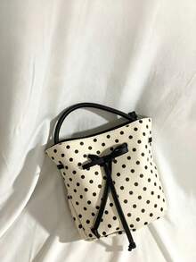 Bolso cubo de lunares estilo japonés & coreano minimalista Ins lindo nicho verano nuevo bolso pequeño versátil de lunares lindo - Blanco - Ver 3