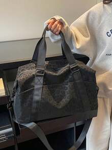 New Fashion Travel Bag, Single Color Minimalist Niche Design With Sequins, Elegant, Popular And Cool, Suitable For Short Trips, Fitness, With Separate Shoe Compartment. - 黑色 - 查看 1