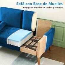 Genérico Sofá Loveseat Sillón 2 Plazas Modern Sofá Pequeño Terciopelo Sofá loveseat Moderno 121cm (Terciopelo, Gris) - azul - Ver 8