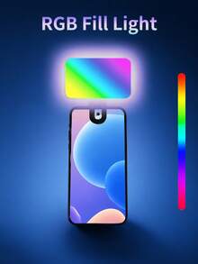 Luz de Videoconferencia RGB con Clip para Teléfono, Modo RGB + Modo de Luz Blanca, Luz de Relleno LED Regulable con Clip, Adecuada para Portátil, Llamada de Zoom, Transmisión en Vivo, Tableta, Maquillaje, Luz de Cámara Recargable - RGB - Ver 9