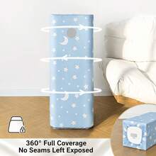 1pc Blue Square Star & Moon Print Dust Cover, Suitable For Home Humidifier And Other Appliances, Can Be Used For Storage Of Various Rectangular Items On Bookshelf, Milk Silk Elastic Fabric Universal Dust Cover - Multicolor - View 1