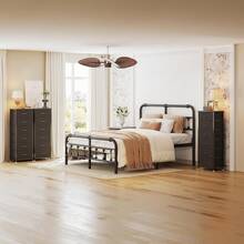 Commode en tissu CAIYUN, meuble à 5 tiroirs, commode de couloir en tissu, avec compartiment de rangement en tissu pour salon, chambre, nurserie, blanc VKT9 - Noir - Voir 8