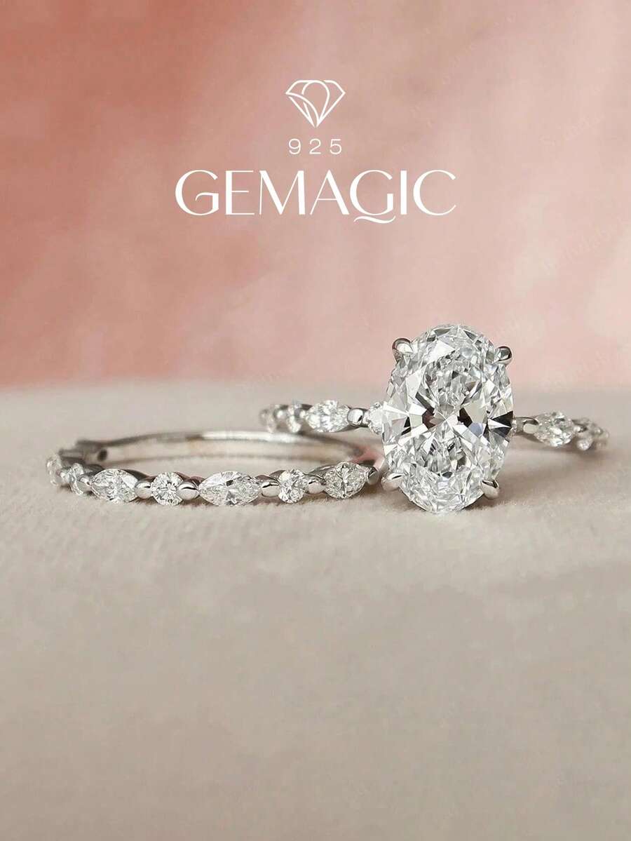 2件/組 925純銀單水滴戒指套組，優雅女款戒指，適合約會、派對、週年紀念及其他場合，精緻女性珠寶禮物