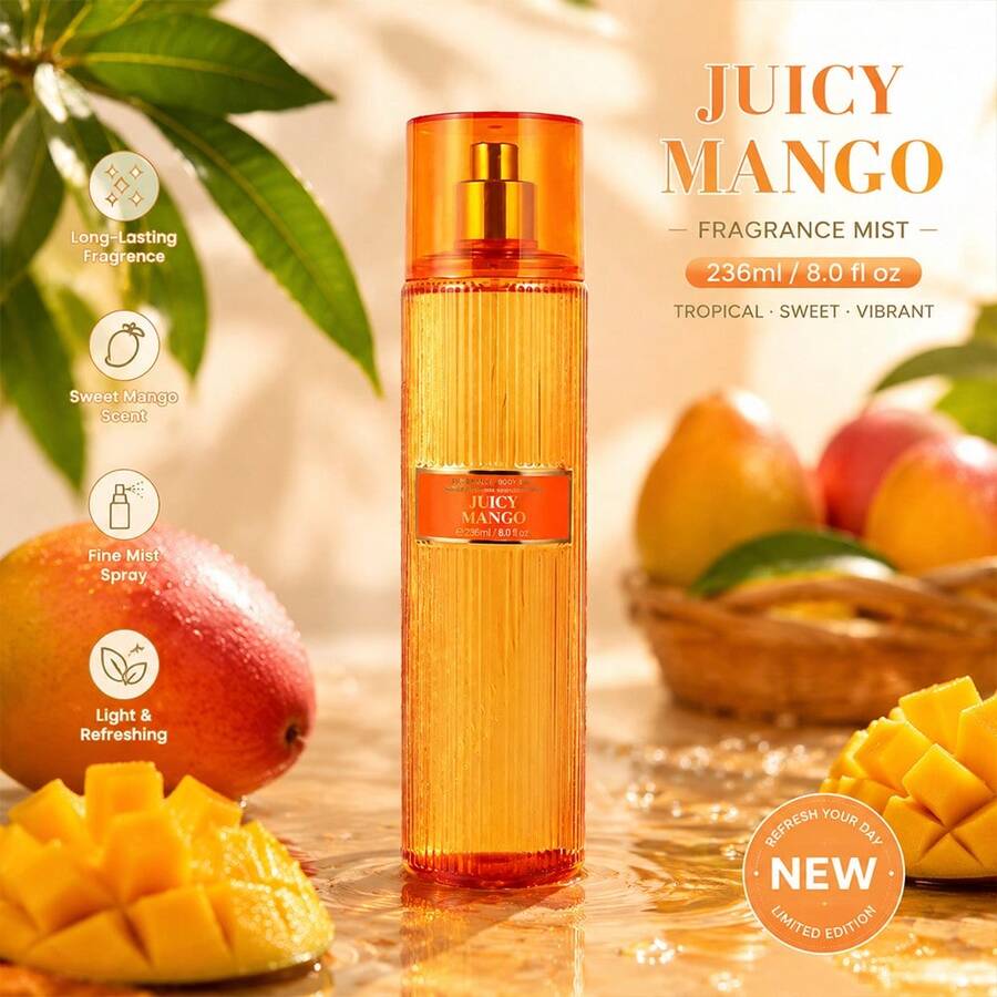 Wish 20 Varieties Of Women's Body Mist Perfume Spray, 8 Fl.Oz Long-Lasting Floral Fruity Spray With Non-Greasy Alcohol-Based Formula. Suitable For Hair & Body, Ideal For Parties, Dates & Gifting. Lightweight And Smooth Application.Valentine's Day Gift,Scent For Party Night Out & Daily Wear – Perfect Gift For Girlfriend, Best Friend, Mother – Valentine's Day Birthday Mother's Day Present - Juicy Mango - 查看 1