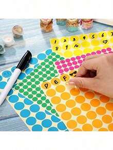 700 PCS Colorful Dot Stickers (70 Stickers Per Sheet) Round Color Coding Labels, 16 Random Color Styles Color Coding Label Stickers, Suitable For Office School Supplies - Set - View 2