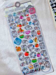 3D Embossed Crystal Animal Stickers - Decorative Decals For Backpacks, Pencil Cases, Children's Toys - Multicolor - View 4