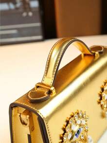 Nuevo bolso bandolera vintage con diseño creativo de ojo de perlas & strass, bolso de lujo Boston de moda para mujer, bolso de mano único - Multicolor - Ver 8