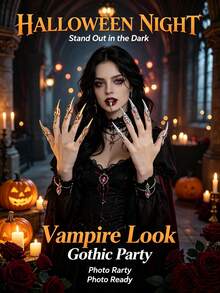 1pc/5pcs Subculture Gothic Finger Rings, Punk Dark Design Niche Fingertip Rings, Cosplay Nail Rings, Unisex Rings, These Nails Can Decorate Your Fingers And Be Used In Halloween Parties, Cosplay Parties, Birthday Parties. Additionally, They Are Very Suitable For Creating A Scary Halloween Atmosphere. Or They Can Also Be Used As Interesting Cosplay Accessories, Such As Vampire, Werewolf Style, Bride Accessories (There May Be Color Difference, Please Do Not Purchase If You Mind) - Multicolor - View 8