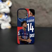 Cartel de fútbol azul Désiré Doué PSGfunda de teléfono Fundas compatibles con ,Apple,VIVO,OPPO,,, y Honor.Fabricadas en silicona TPU,ofrecen protección contra golpes y caídas. - Negro - Ver 1