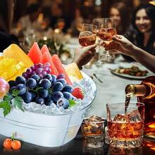 1pc Metal Beverage Cooler Bucket With Handle, Suitable For Parties, Weddings, Barbecues, Outdoor Activities And Daily Beverage Service - View 4