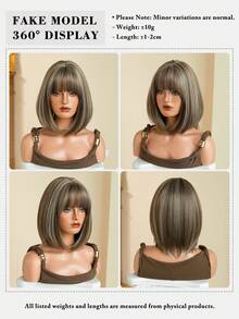 7JHH WIGS 亞麻棕色短波波頭女用假髮,附瀏海,12英吋直髮合成纖維,免膠水耐熱纖維,逼真輕盈,適合日常與派對穿戴 - 亞麻棕 - 查看 6