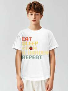 1 camiseta divertida de juego, de manga corta para niños, de cuello redondo y estilo casual, perfecta para actividades al aire libre y uso diario. - Blanco - Ver 2