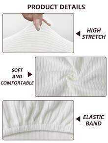 1pc Solid Color High Elasticity Removable Machine Washable Sofa Seat Cushion Cover, Suitable For Living Room Polyester Sofa Seat Cushion Cover And Backrest Cover - White - View 8