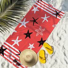 1pc Striped Turtle & Starfish Microfiber Beach Towel, Multiple Sizes Beach Blanket Sun Protection Towel, Lightweight, Suitable For Swimming, Camping, Sports, Beach Or Gym Beach Accessories | Modern Beach Towel | Durable Beach Mat, Beach Towel - Multicolor - View 9