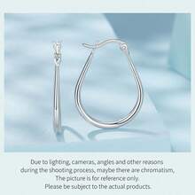 Bamoer S925 Sterling Silver Teardrop Oval Earrings, Minimalist European Style Women's Jewelry - Silver - View 10