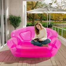 Inflatable Clear Pink Double Person Sofa Blow UP Chairs Portable Camping Yard Couchs Inflatable Patio Furniture - Red - View 1