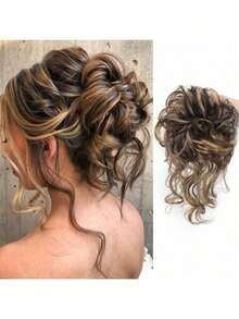 1pc 8 Inch Synthetic Curly Donut Bun Elastic Hair Tie Messy Bun Hair Piece Wig Hair Accessory - Multiple Styles - View 8