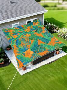 1pc Plant Leaf Floral Print Design Sunshade Awning, Outdoor Shade Cloth And Canopy, 2D Flat Printed Tent, Washable, Suitable For Garden, Camping, Beach, Yard, Poolside And More, Poles Not Included - Multicolor - View 23