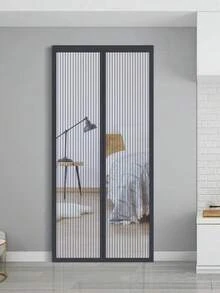 1pc Magnetic Screen Door, Self-Adhesive Mesh Curtain, No Drilling Required, Insect-Proof, Ventilated, Wind-Blocking, Privacy Partition Curtain, Suitable For Front Door, Sliding Door, Patio, Balcony, Kitchen, Bedroom, Pet-Friendly, Home Entrance Cover, Easy Installation - Black - View 9