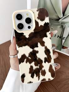 1件 白色磨砂極簡鏡頭保護毛絨牛紋圖案手機殼，個性化適用於 iPhone 16 Pro Max/17/16/15/14 Plus/13/12/11/Air 及系列 - 彩色 - 查看 1
